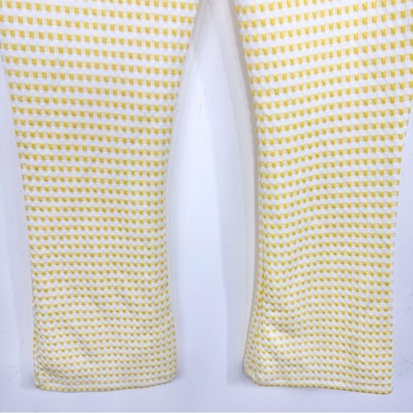 Urban Outfitters Yellow White Texture Checked Pattern Flare Leg Retro Pants - Picture 11 of 13